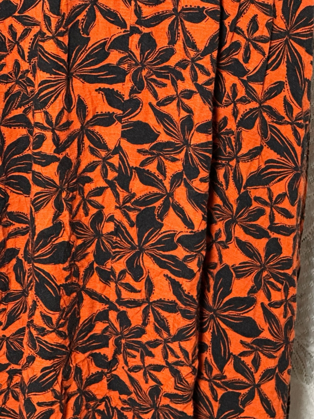Ava & Viv Orange and Black Floral A-Line Skirt